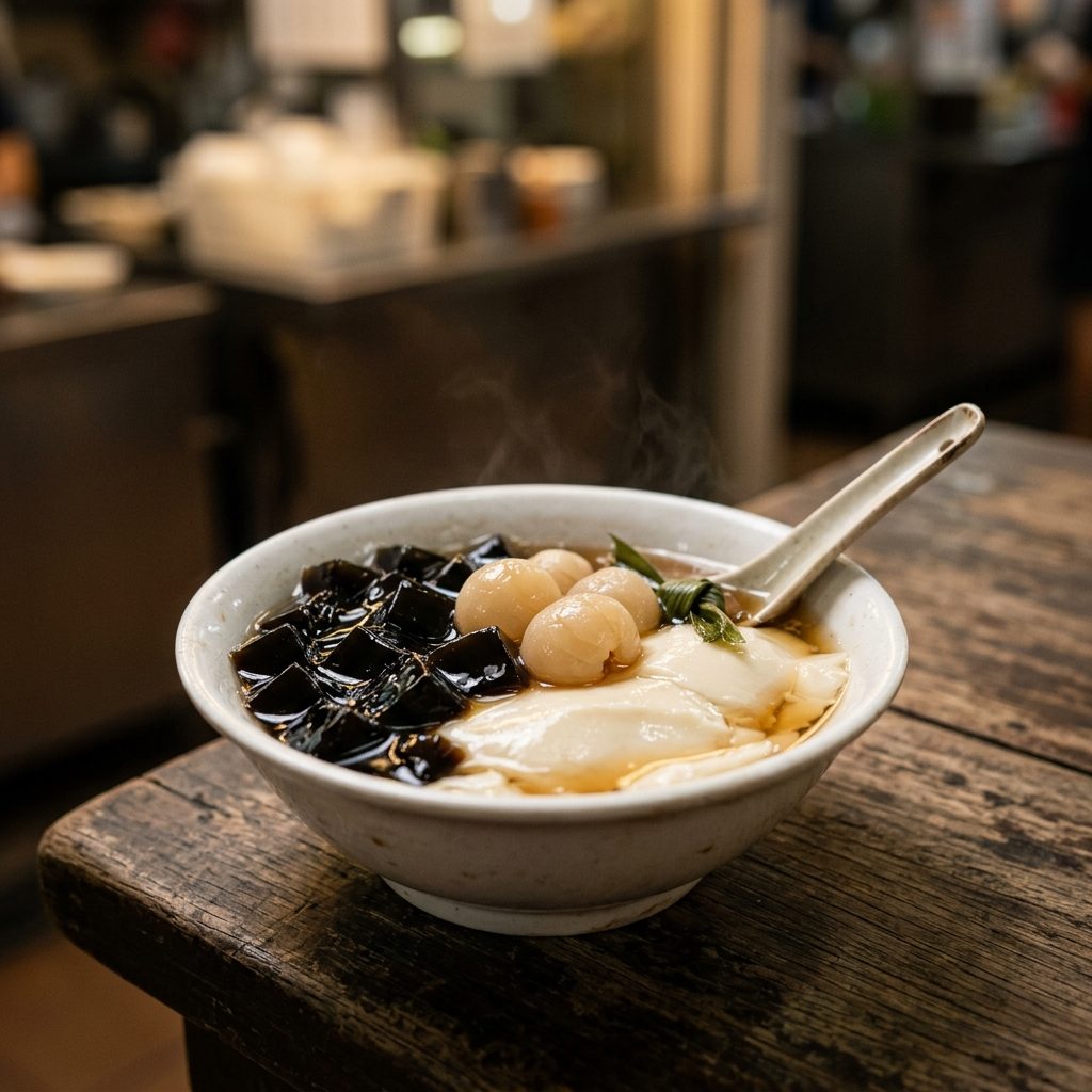 Grass Jelly with Longan