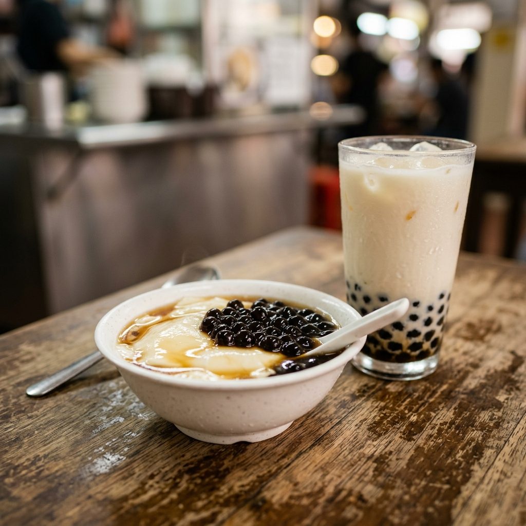 Iced Soya Milk with Tapioca Pearls